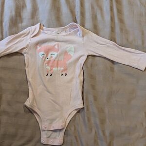 Light pink long sleeve baby onesie, 18 months